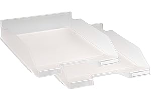 Exacompta 11323SD Zestaw 2 tac na dokumenty Combo Midi z wytrzymałego tworzywa sztucznego na format A4 – kuweta na dokumenty – wytrzymałe i sztaplowane – w kolorze przezroczystym