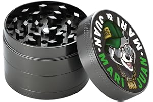 Mari & Juan Grinder I 4-teilig I ø 4,8 cm aus hochwertigem Zink I Graue Kräutermühle zum Mahlen von Kräuter, Gewürze, Kaffee, Herb and Spices I Crusher inkl. Pollenschieber