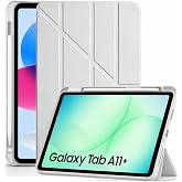Samsung Galaxy Tab A11 Plus 11 İn&ccedil; İle Uyumlu Kalemlikli, Uyku Modlu, Mıknatıslı, &Uuml;&ccedil;gen Standlı, Darbeye Dayanıklı Kaplama Ak