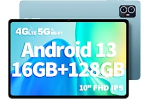 TECLAST M50HD Tablet 10 Inch Android Tablet, Octa-Core, 16GB RAM+128GB ROM/TF 1TB, 2.4G/5G WiFi + 4G LTE, 1920 * 1200 IPS FHD Gaming Tablet, 5MP+13MP|GMS|GPS|6000mAh|BT5.0|3.5MM Jack|435g