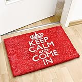 Relaxdays Fußmatte Kokos Spruch KEEP CALM 40 x 60cm Kokosmatte mit rutschfester PVC Unterlage Fußabtreter aus Kokosfaser als Schmutzfangmatte und Sauberlaufmatte Fußabstreifer für Außen und Innen, rot - 2