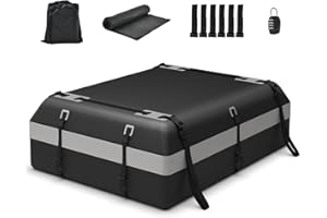 HOMFME 15/21 Cubic Feet Car Roof Bag, Waterproof PVC Rooftop Cargo Carrier Box with Non-Slip Mat, Door Hooks and Straps, Roofing Luggage Storage Bag (21 Cubic Ft/600L，Black+Grey)
