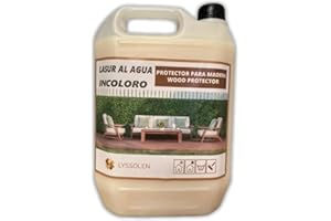 LYSSOLEN - Lasur Protector de Madera Satinado - Barniz Madera Exterior e Interior al Agua con Efecto Impermeabilizante Ideal para Terrazas y Superficies Exteriores (TEKA, 5 LITROS)