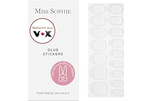 ‎MISS SOPHIE Original Miss Sophie Klebesticker für Press On Nails I 192 Glue Stickers in 16 Größen I Schonende Klebepads für Press On Nails & künstliche Nägel I Selbstklebende, wiederverwendbare Aufkleber