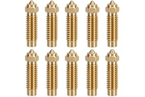HzdaDeve Lot de 10 buses volcaniques pour extrudeuse Elegoo Neptune 4 Max/Plus M6-0,4 mm, 0,6 mm, 0,8 mm, 1,0 mm - Filetage en laiton - Buses de tête d'imprimante - Accessoires d'extrudeuse - Pour