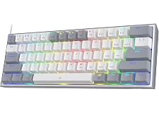 Redragon K617 Fizz 60% Wired RGB Gaming Keyboard, 61 Keys Compact Mechanical Keyboard w/White and Grey Color Keycaps, Linear 
