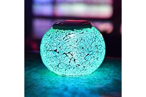TOMBABY Color Changing Solar Powered Glass Mosaic Ball Led Garden Light, Rechargeable Solar Table Lamp, Outdoor Waterproof Night Light for Decorations