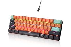 SHANGZHAOYUAN Gaming Mechanical Keyboard USB Wired with 61 Keys, Compact Hot Swappable Red Switch 60% Mini for PC Game Work, US Layout, RGB Backlit, 26 Keys Anti-Ghosting