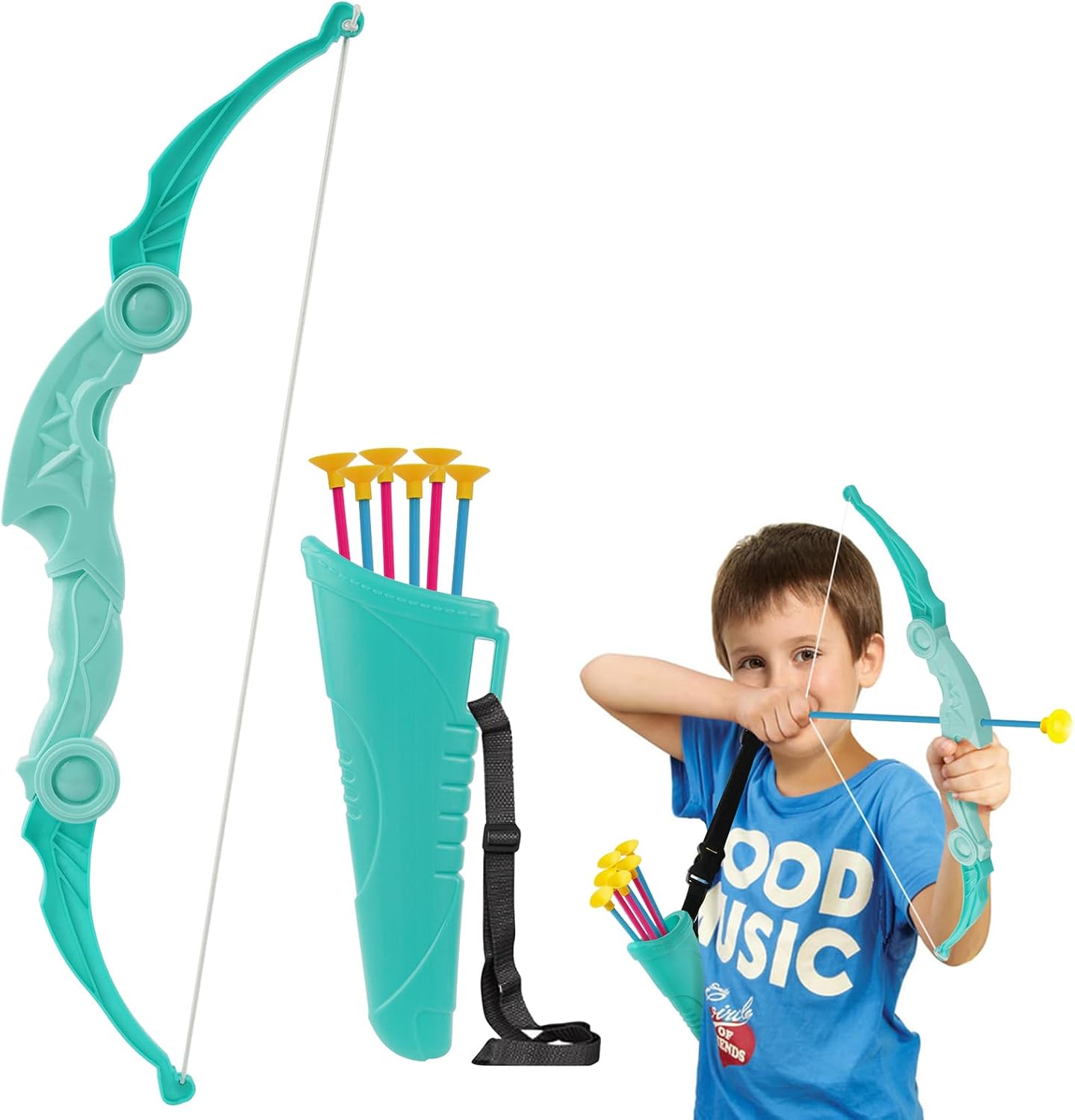 flintronic Arco y Flechas de Juguete para Niños, Arco y Flecha de Juguete con Luz LED, 8 Ventosa Flechas, Juego de Disparos Jardín Exterior Deportivo para Niños de 3 a 12 Años