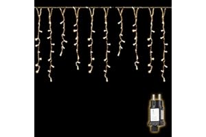 SALCAR Rideau Lumineux Noel Exterieur, 2M 80 LED Guirlande Lumineuse vec 8 Modes et Minuterie, Guirlande Stalactite Exterieur IP44 étanche pour Fenêtre, Balcon, Jardin, Toit, Blanc Chaud