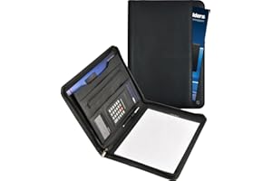 DESQ Porte-document de conférence A4 3685 - Avec classeur à anneaux de 25 mm, Poignées rétractables, 13 pochettes, Fermeture éclair, Espace de rangement supplémentaire, Bloc-notes inclus, Dutch Design