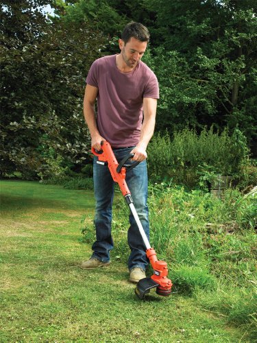 Black+Decker 18V 1.5Ah Akku-Rasentrimmer 25cm Schnittbreite, Führungsschiene, E-Drive Antrieb, Ladegerät, Zweithandgriff, STC1815, schwarz orange - 2