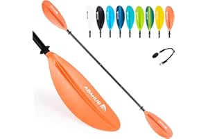‎ABAHUB Abahub Kajak Paddel verstellbar 220cm bis 240cm Aluminium Doppelpaddel mit Paddelleine für Kajakfahren Aluminiumlegierungs Schaft Kunststoff Klingen Schwarz/Weiß/Blau/Grün/Orange/Gelb/Türkis