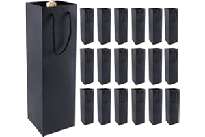 DQZSY Sacchetto regalo per vino, confezione da 20 sacchetti di carta per vino, Natale, resistente, nero con manici, confezione per vino, adatto per matrimoni, feste