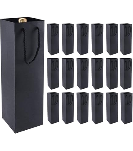 AKOLAFE 30 Sacchetti Regalo In Carta Kraft Per Bottiglie Di Vino Con Manico Intrecciato. Perfetti Per Natale, Matrimoni, Feste E Compleanni. Marrone, Riciclabili E Resistenti.