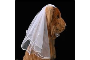 PQIQP Haustier Hochzeit Schleier Katze Hund Braut Blume Kopfschmuck Hund Hochzeiten Partys Haarschmuck für kleine, mittelgroße und große Hunde (1: weiß)
