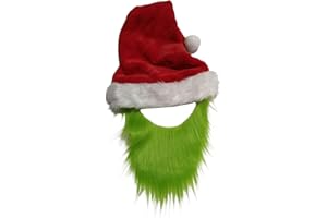 FEMEREINA Grinch Beard Santa Hat Green Furry Gloves Movie Cosplay Costume Accessories for Adult Men Fancy Dress Clothing Accessoires