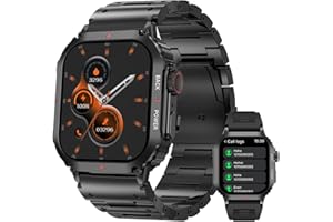 LOYEWAIER Moderne Smart Uhren 1,91 HD Bildschirm Anruf Nachricht Erinnerung Bluetooth Uhr Mann Outdoor Sport Aktivität Fitness Tracker Männer Schwarz Edelstahl Smartwatch für Android IOS