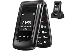 uleway Téléphone Portable Senior avec Grandes Touches | Telephone débloqué clapet Personnes âgées Touche d'Assistance | Double Écran Large de 2,4+1.77 -G380D（Noir）