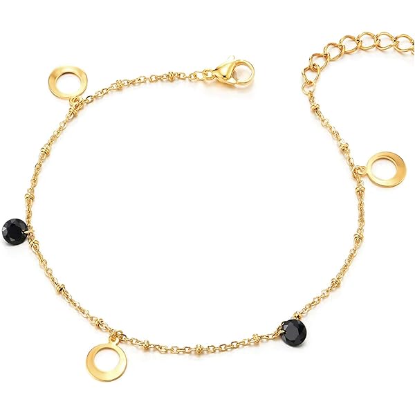 Cavigliera Con Cuore E Perline Blu COOLSTEELANDBEYOND | Acciaio Inox Regolabile - Foto 6