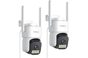 Reobiux 1080P Telecamera Wi-Fi Esterno, 2,4/5GHz, IP Videocamera Sorveglianza Esterno con Visione Notturna Colori, 24/7 Registrazione, Rilevamento del Movimento, Audio Bidirezionale, (2 Pezzi)