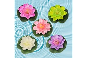Cerioll näckrosor Konstgjorda, flytande lotusblommor, 5 stycken konstgjorda lotus, näckrosor konstgjord lotusblomma, konstgjord vattenlilja, för akvarium trädgård