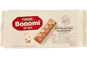 Forno Bonomi Sfogliatine Glassate, decorazione con albicocca. Ingredienti di prima qualità. Ideali come dolce, Confezione da 200g