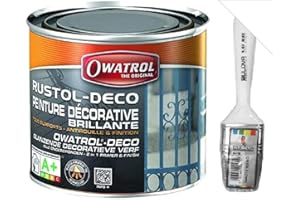 OWATROL DECO Vernice protettiva, Primer antiruggine, Smalto Decorativo, perfetto per Ferro (anche zincato), Legno, PVC, Plastica,Tegole. Finitura Lucida (0,75 Lt, Bianco RAL 9010)