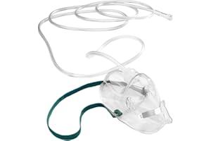 TEQLER Mascarilla de oxígeno desechable para adultos, longitud del tubo de 210 cm, con barra nasal ajustable de aluminio y banda elástica cómoda para la fijación.