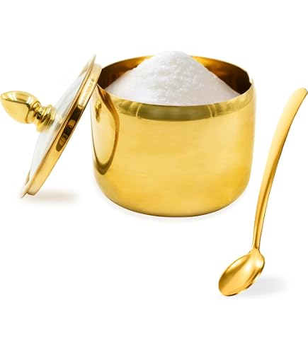 Vegena Sucrier Inox Avec Cuillère - Pot à Sucre/Sel Avec Couvercle Transparent