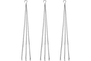 MZMing [3 Pack 76cm Chaîne de Panier Suspendu à 3 brins Métal Rechange Crochet de chaîne avec Crochet et Clip pour Pots de Fleurs Jardinières Mangeoires d'oiseaux Lanternes Tableaux Ornements - Noir