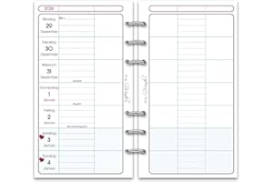 ‎SINNWUNDER SinnWunder® Premium Kalendereinlagen 2026 - Wochen-Kalender - 1 Woche 2 Seiten - Größe Personal - Filofax-Lochung