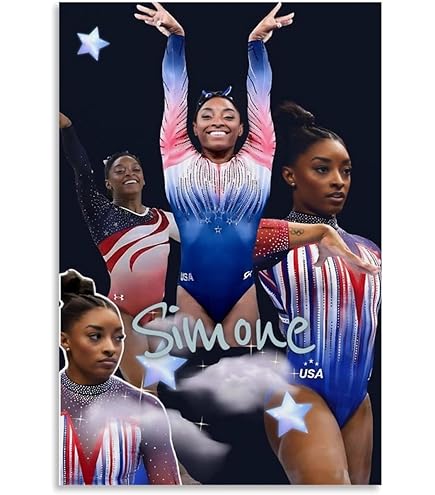 Poster Sur Toile Portrait De Simone Biles - Gymnaste Américain