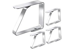 ANDSHUAI Set di 4 Fermatovaglia,Fermatovaglia in Acciaio Inossidabile,Argento,Ferma Tovaglia da Tavola,Tovaglia da Esterno Clip,per Outdoor Picnic Party,7.5 x 8cm