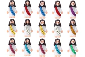 fufupaw 15 Stück Jesus Figur, Krippenfiguren, Mini Jesus Figuren in Zufälligen Farben, Krippenfiguren für Religiöse Aktivitäten, Sonntagsschule und Taufgeschenke, Kleine Jesusfiguren als Dekoration