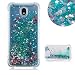 Produktbild Aearl Für Samsung Galaxy J7 2017 Treibsand Handyhülle, Silikon TPU Weich Stoßfest Bumper Schutzhülle Glitzer Durchsichtig Süße Flüssig Bewegende Quicksand Hülle mit Displayschutzfolie - Grünes Herz