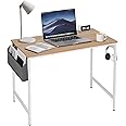 Panana Modern Simple Style Computer Desk with Storage Bag and Hook, Home Office Desk, Small Desk Study Writing Table for Small Space (Beige, 80 x 50 cm)
