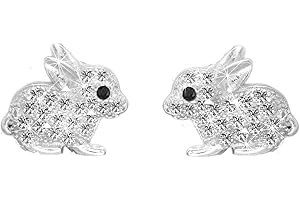 Kaguyo boucles d'oreilles en argent pour femmes, or rose Sterling Silver pavé Zircons mignon lapin boucles d'oreilles lapin de Pâques pour femmes filles enfants, cadeau d'anniversaire