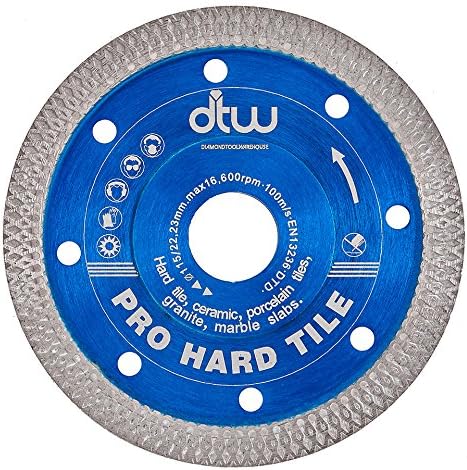 DTW Porcelain Tile Cutting Diamond Blade Disc. Thin Turbo. 115mm. 4.5in Angle Grinder
