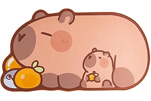 YOCORE Cute Mouse Pad- Large Non-Slip Rubber Base Desk Pad- Easy Clean Laptop Desk Mat for Gaming, Writing or Home Office Work (Brown - Big Orange Capybara)