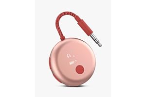 Avantree SoundJet R1 – Airplane Bluetooth Adapter for Headphones & AirPods, aptX Adaptive, Qualcomm Chipset, 20H Battery, Wireless Audio Transmitter for in-Flight Travel Essentials - Pink