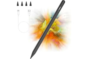 AMZCASE Stylet crayon pour iPad 2018 à 2023, stylet compatible avec Apple iPad 10/9/8/7/6th 2018-2021, iPad Mini 6/5th,iPad Air 4/3th, iPad Pro 11''/12,9'', stylet capacitif avec 4 Embouts,Palm Rejection,Noir