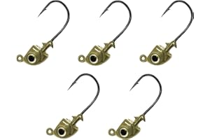 Reaction Tackle Cabezas de tungsteno Swimbait Jig Head, ojos realistas 3D que atraen graves y más, cabeza de cebo de natación para uso con pesca de agua dulce o salada (paquete de 5), 1/8 onzas,