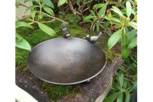 Deko-Impression Vogeltränke Vogelbad Vogel-Futterstelle Eisen massiv bronzefarben 22