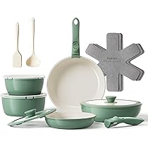Redchef Keramische pannen met antiaanbaklaag, 20 cm, met antiaanbaklaag van aluminium, inductiepannen voor alle kookplaten, zonder PTFE, PFAS en PFOA, geschikt voor oven, blauw