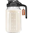 Mihlapi Breast Milk Pitcher, 32 OZ Mason Jar Pitcher with Lid Double Leak Proof,1 Quart Breastmilk Storage Containers for Fridge, Glass Jug for Sun Tea, Juice, Cold Brew Coffee