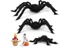 Wishstar Ragno di Halloween 3 Pezzi, Ragno Gigante Halloween Grande, 75 cm, 60 cm, 30 cm, Ragno di Peluche Horror Gigante, Decorazione Ragno, Adatta per Decorazioni di Halloween