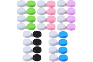 VASCINATE Juego de 20 lentes de contacto, funda protectora para lentes de contacto y espejo integrado, lentes de contacto, estuche portátil, para el hogar y los viajes, verde, azul, rosa, negro, multicolor, 20