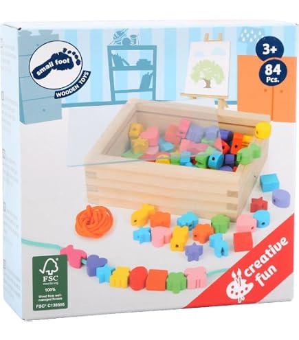 VIGA Caja Grande De Cuentas Con Cordel – Juego Educativo De Ensartar Para Niños