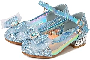 Monissy Kostüm Süße Schuhe Kind Prinzessin Glitzer Komfortable Hochzeit Weihnachtsfeier Geburtstag Karneval Party Geschenk Mädchen Ballerinas Cosplay für Kinder Kostüm,Blau,35